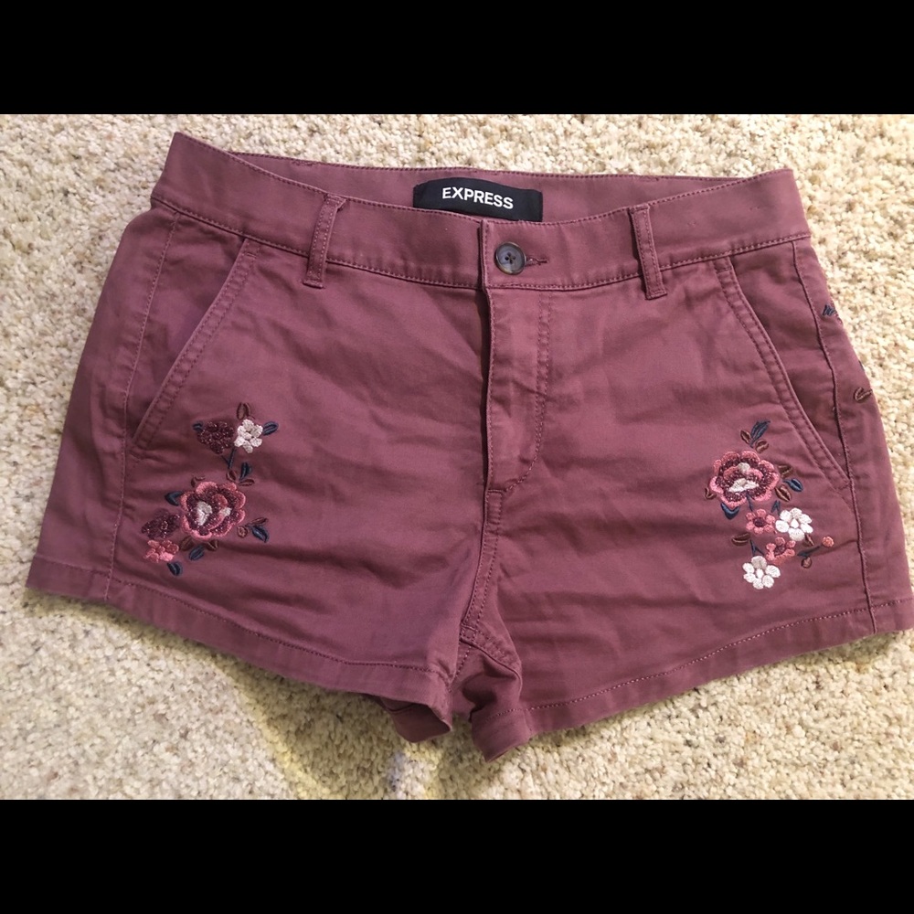 Women's Mid Rise Embroidered Twill Shorts  size 0